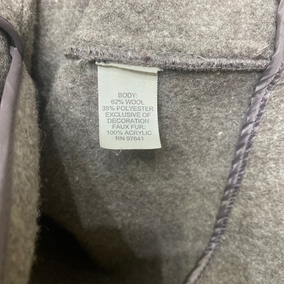 J. Jill Wool Blend Faux Fur Trim Coat Gray Button Front Women S - Picture 5 of 7